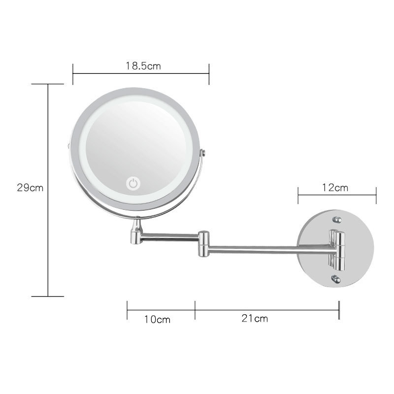 Led バスルーム化粧鏡ライト折りたたみ式両面壁掛け USB 充電タッチ調光可能 10 倍倍率|undefined