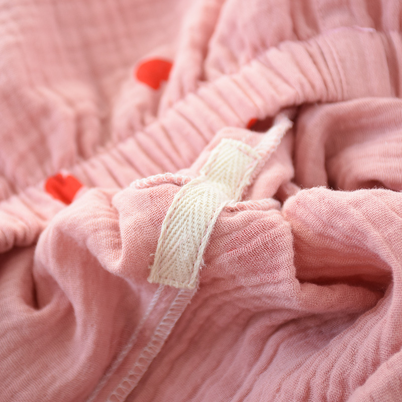 Frühling und Sommer Neues Pyjama-Set für Damen aus doppelter Gaze und gewaschenem Baumwollkrepp, Pyjama, Heimkleidung, Hose, Wohnkleidung_voghion.com