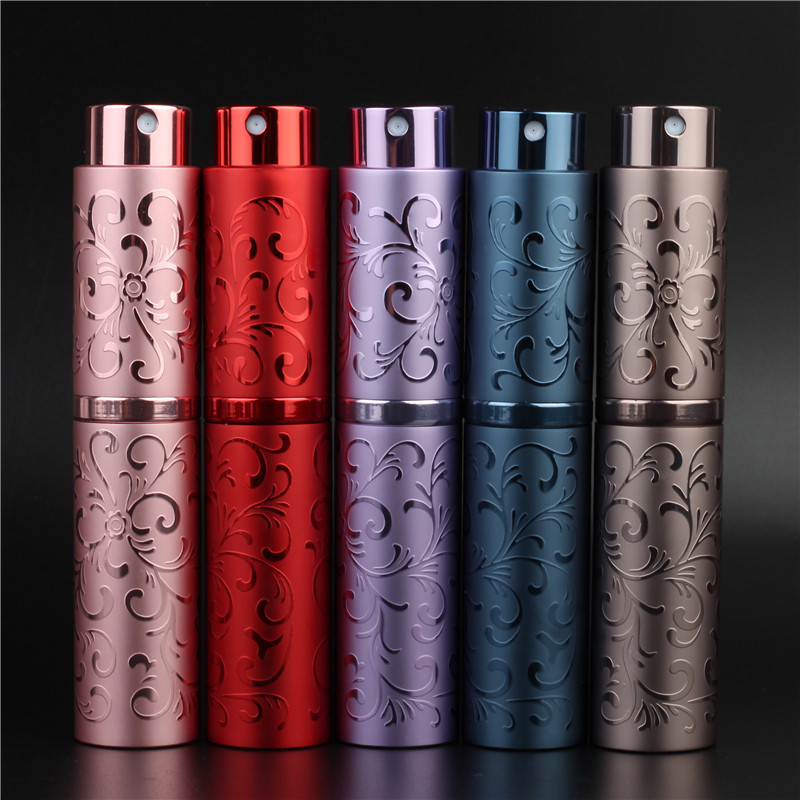 In stock wholesale 10ml aluminum perfume sub-bottle glass liner rotating retractable spray cosmetic packaging material 10