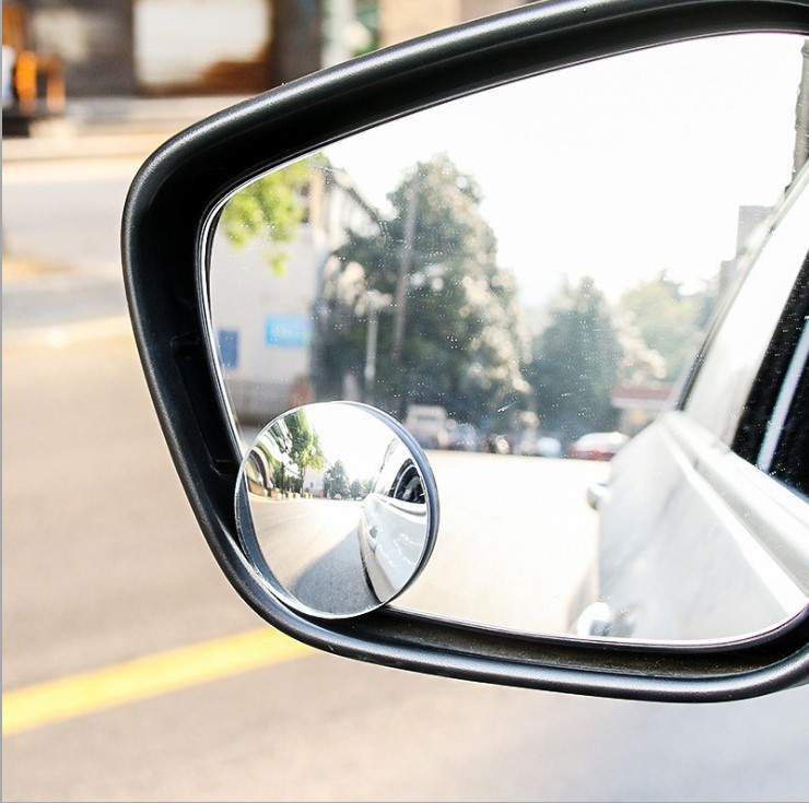Car frameless small round mirror 360 degrees reversing blind spot mirror convex mirror rear view rotating reflector glass small round mirror