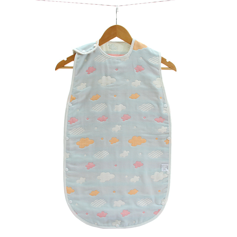 Baby vest sleeping bag six-layer cotton gauze children cartoon non-fluorescent 6-layer vest style Four Seasons anti-kick quilt