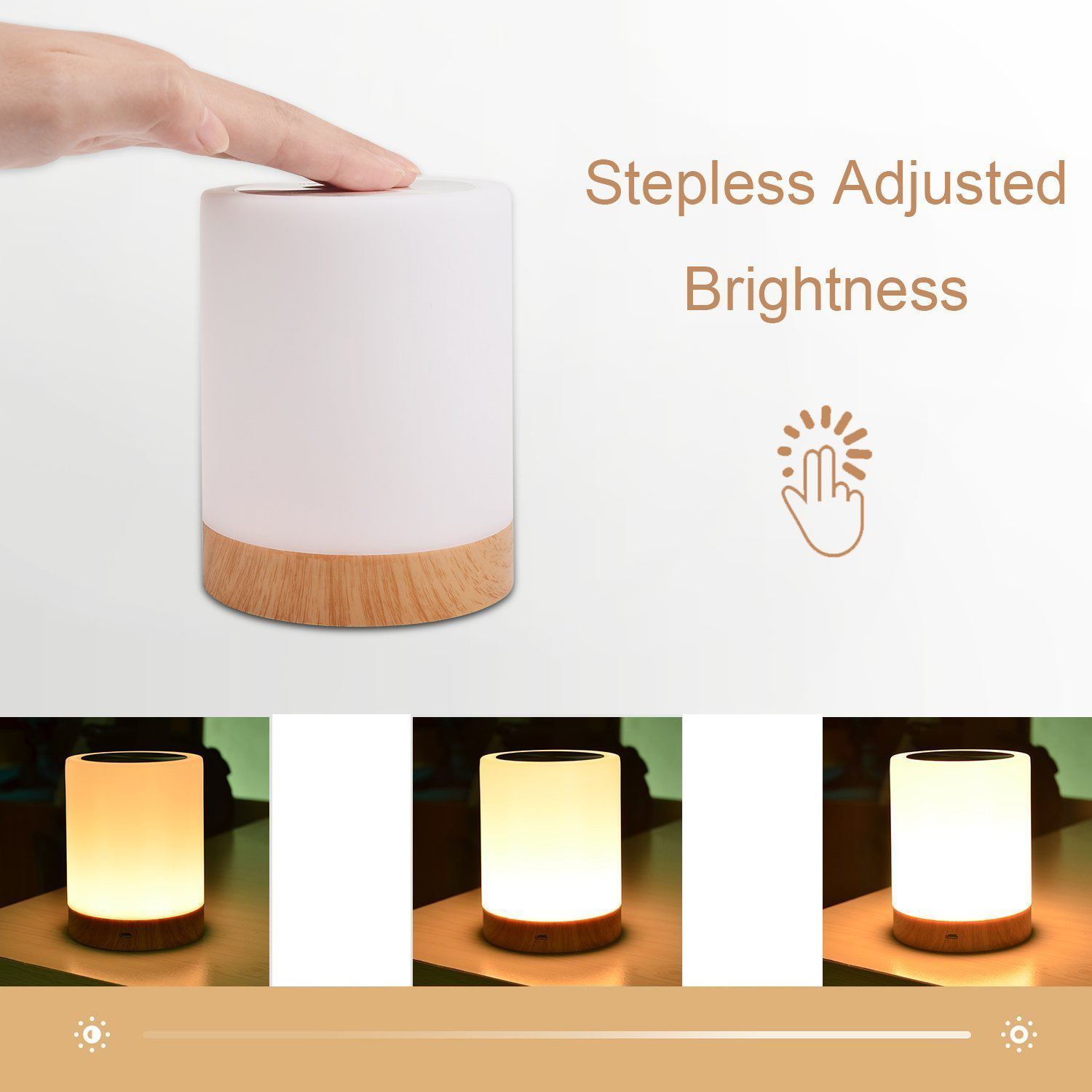 New dimmable LED colorful creative wood grain rechargeable night light bedside table lamp atmosphere light touch clap light
