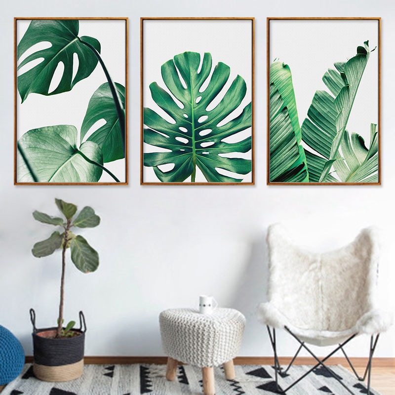 Foreign Trade Explosions Nordic Style Green Plant Leaf Turtle Bamboo Small Fresh Canvas Painting Micro Spray Printing Decorative Painting Core