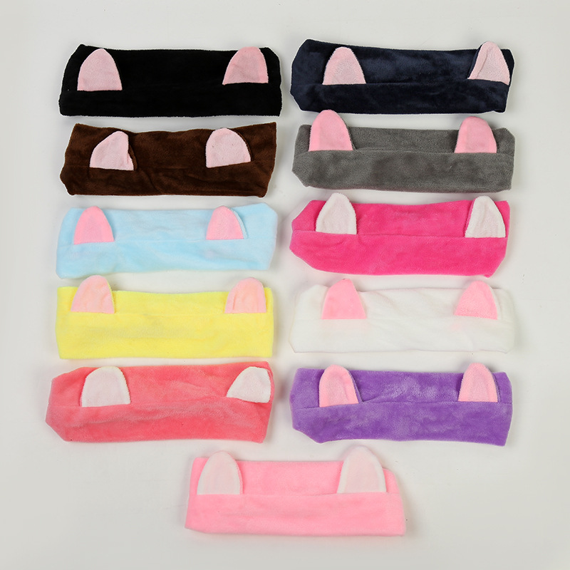 Factory direct Korean version of the three-dimensional cat ears hair band Net red face makeup short plush hair band custom headdress