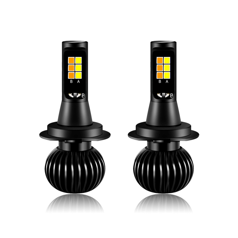 X5 factory direct car LED front fog light highlight far and near yellow white light two-color led modified headlight h3H11H4