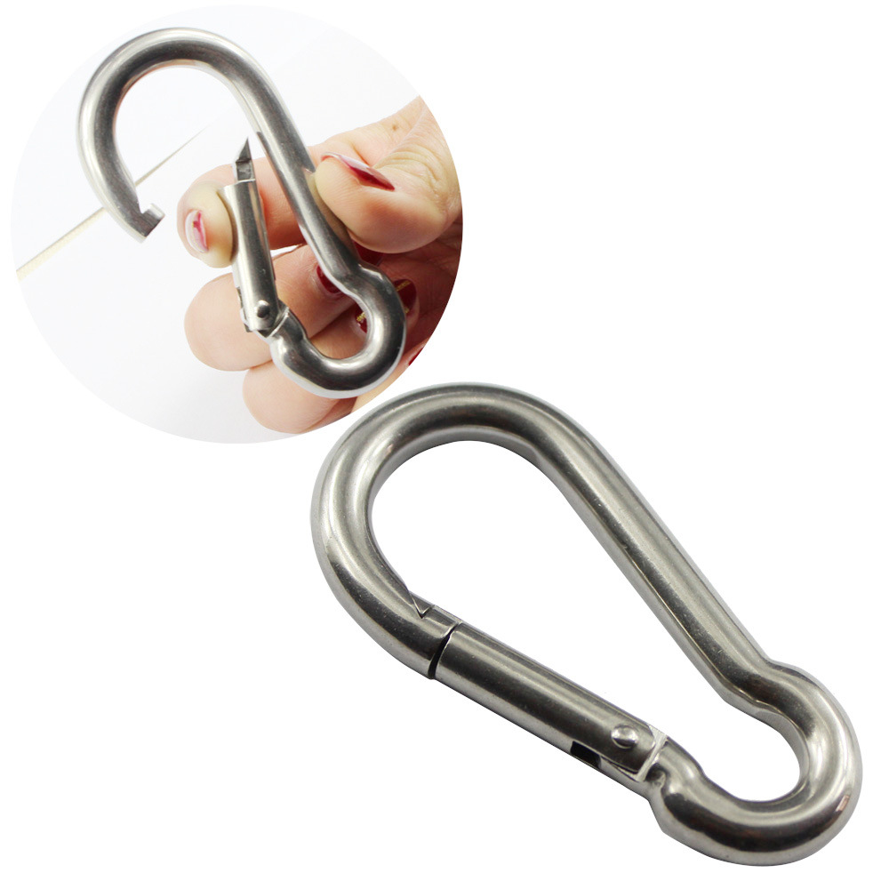 Stainless steel 304 316 spring hook carabiner spring buckle outdoor rock climbing buckle chain buckle rope buckle Marine