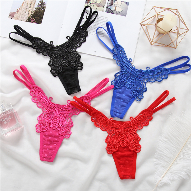 Japanese Style Sexy Underwear Women's Embroidered Transparent Temptation G-string Hot Hollow Out Low Waist Sexy Adult T-pants