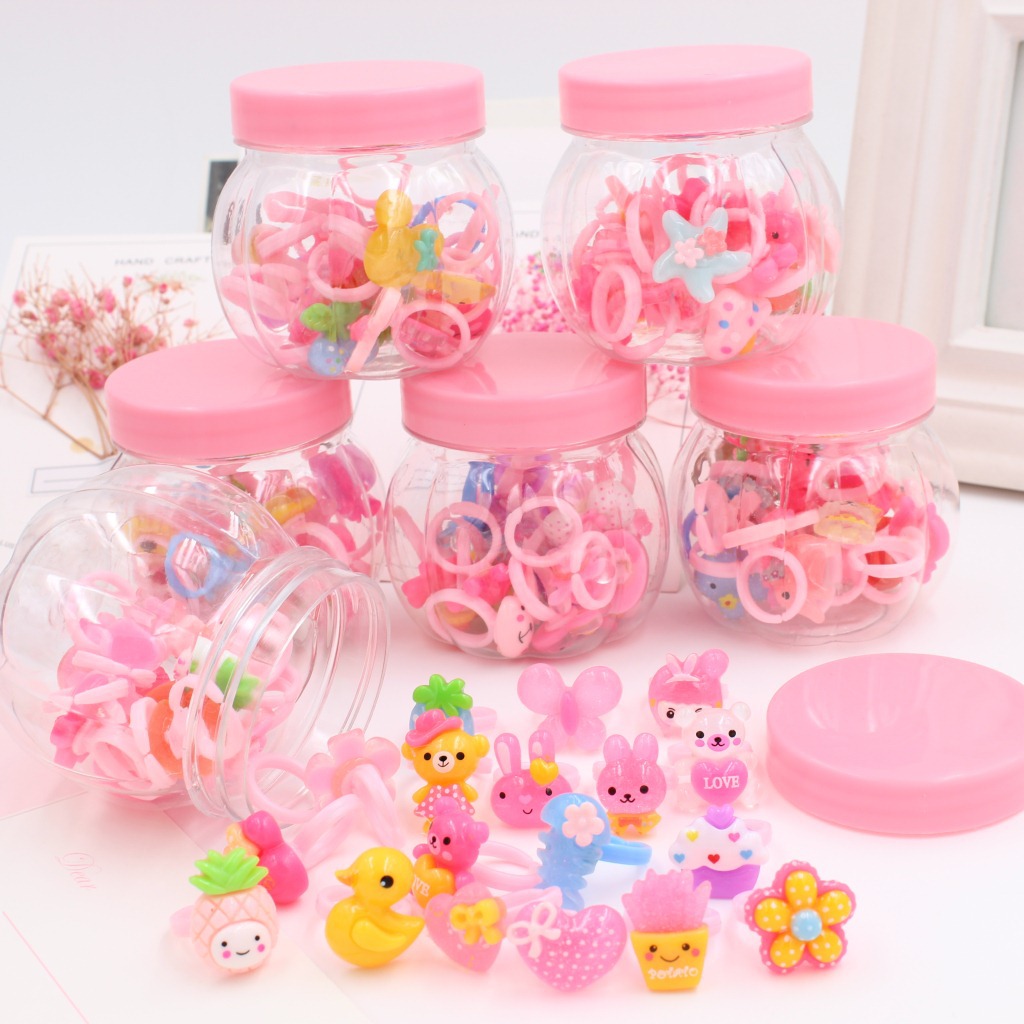 Children's jewelry ring creative pumpkin resin variety of mixed girl princess accessories gift box a generation of hair