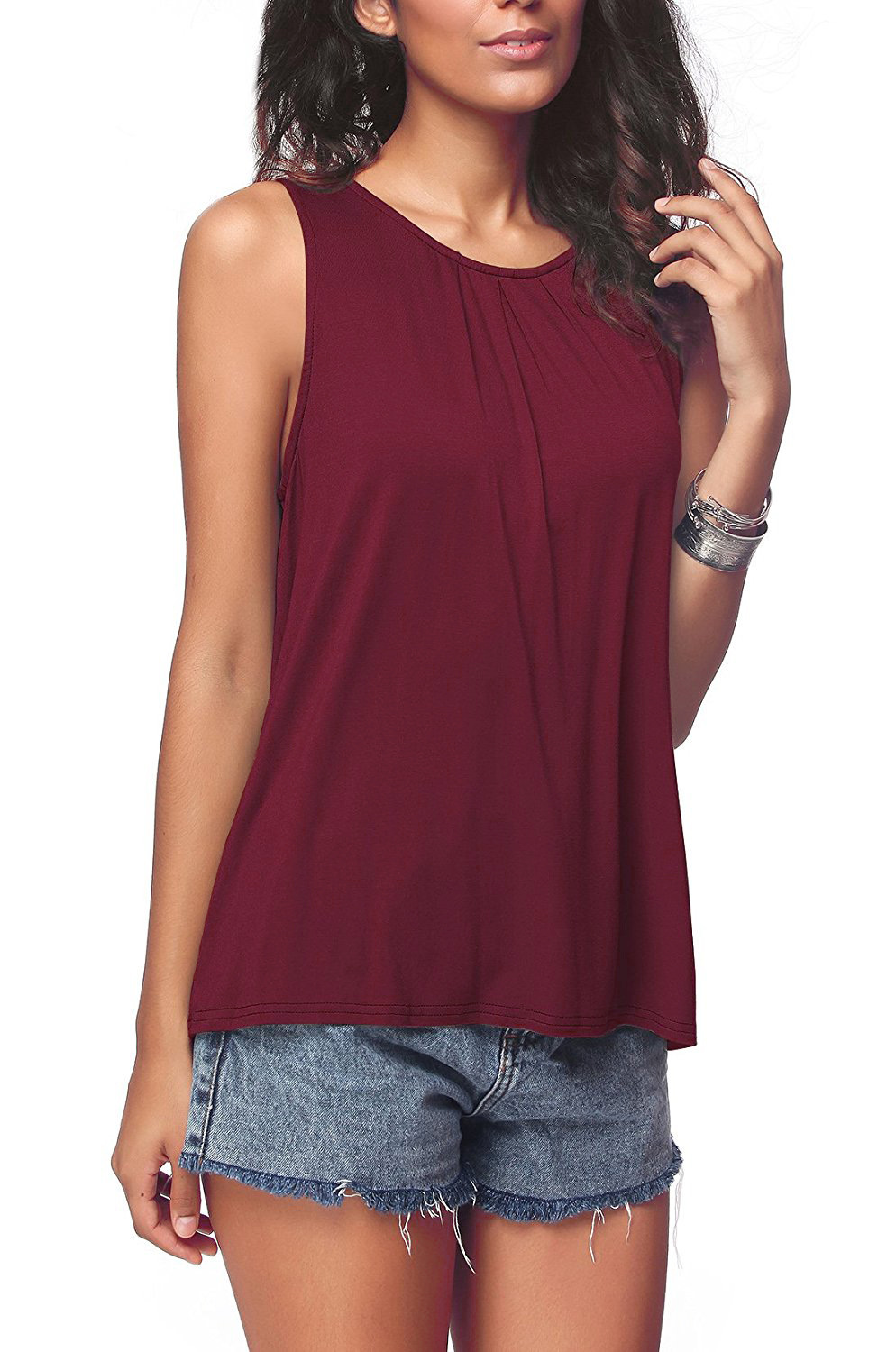 Amazon wish AliExpress Ebay best selling European and American casual tops round neck solid color sleeveless vest T-shirt for women