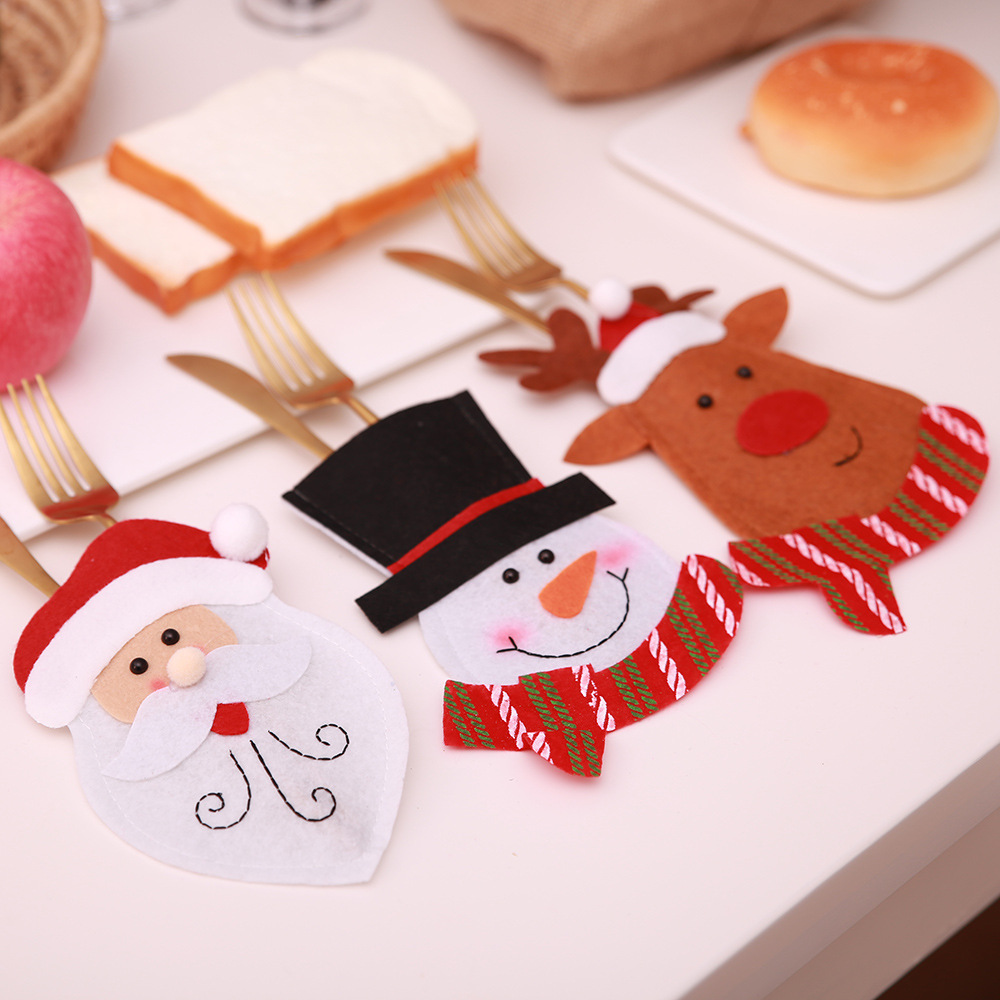 Kerstmis Nieuwe Kerst Decoratieve Eettafel Mes en Vork Set Creatieve Cartoon Servies Set Kerstman Mes en Vork Tas_voghion.com