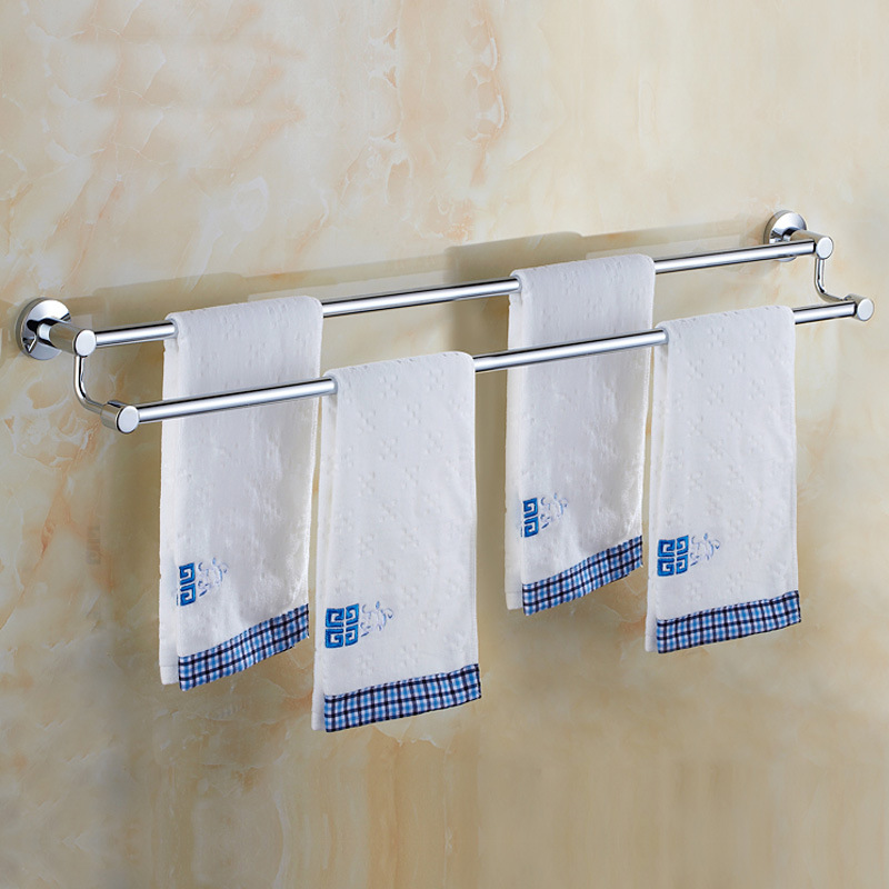 304 stainless steel towel bar toilet towel rack single rod double rod toilet paper towel rack solid factory direct sales