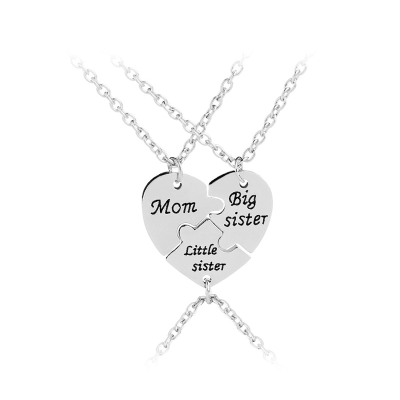 Cross-border Europe and the United States hot-selling creative fashion letters good sisters three-piece Mom Big Little Sis necklace - ShopShipShake