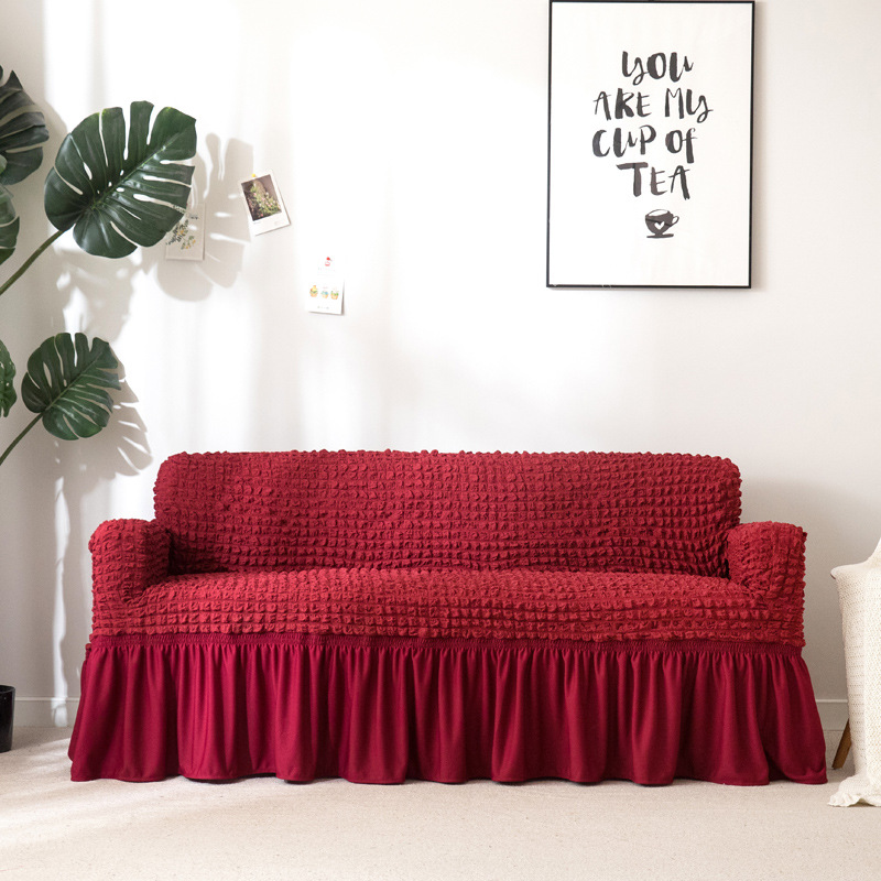Cross-border Japanese interwoven bubble grid all-inclusive sofa cover elastic sofa cover sofa pad sofa cover full cover