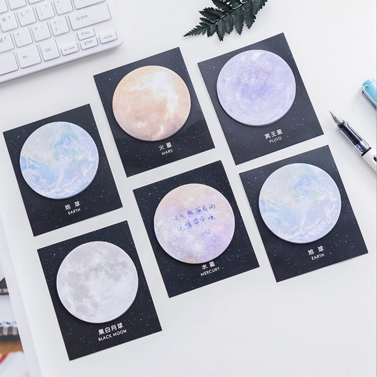 Circular Message Notebook N Times Sticky Creative Planet Post-it Sticky Small Fresh Cute Cosmic Notebook Sticky Notebook