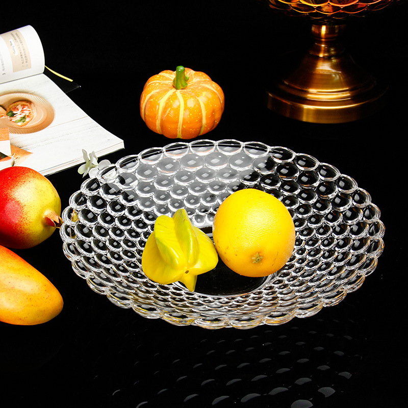 Creative acrylic fruit plate plastic crystal transparent fruit plate KTV bar supplies snack plate dry fruit plate round