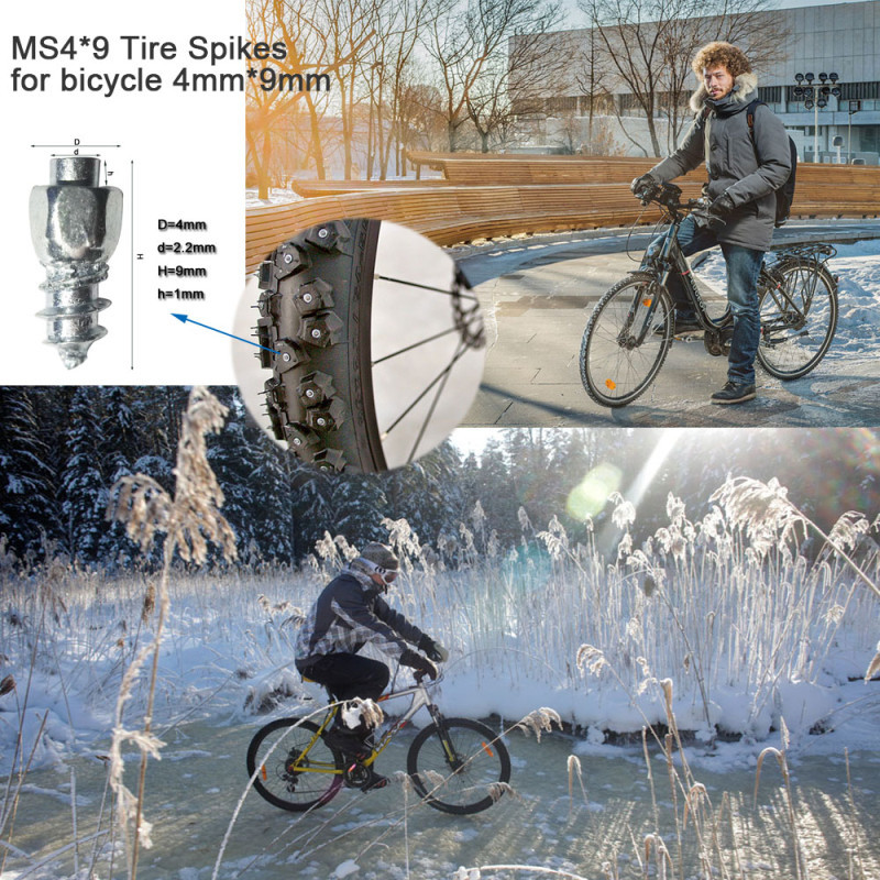 Bicycle Winter Cleats Abrasion Resistant Tungsten Steel 100Pcs/4*9mm Non-slip Bicycle Tire Snow Tire Nails