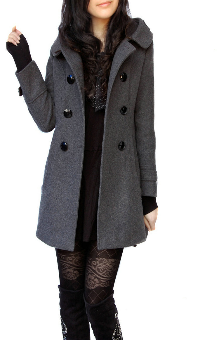 Cappotto di lana ispessito autunnale e invernale da donna, di media lunghezza, con cappuccio, in cotone, vestibilità attillata, snellente, giacca a vento per ragazze paffute 2023_voghion.com