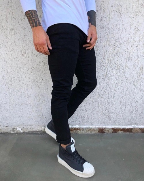 Cross-border Foreign Trade Autumn New Men's Jeans Slim-fit Feet Casual Black Men's Jeans Trendy