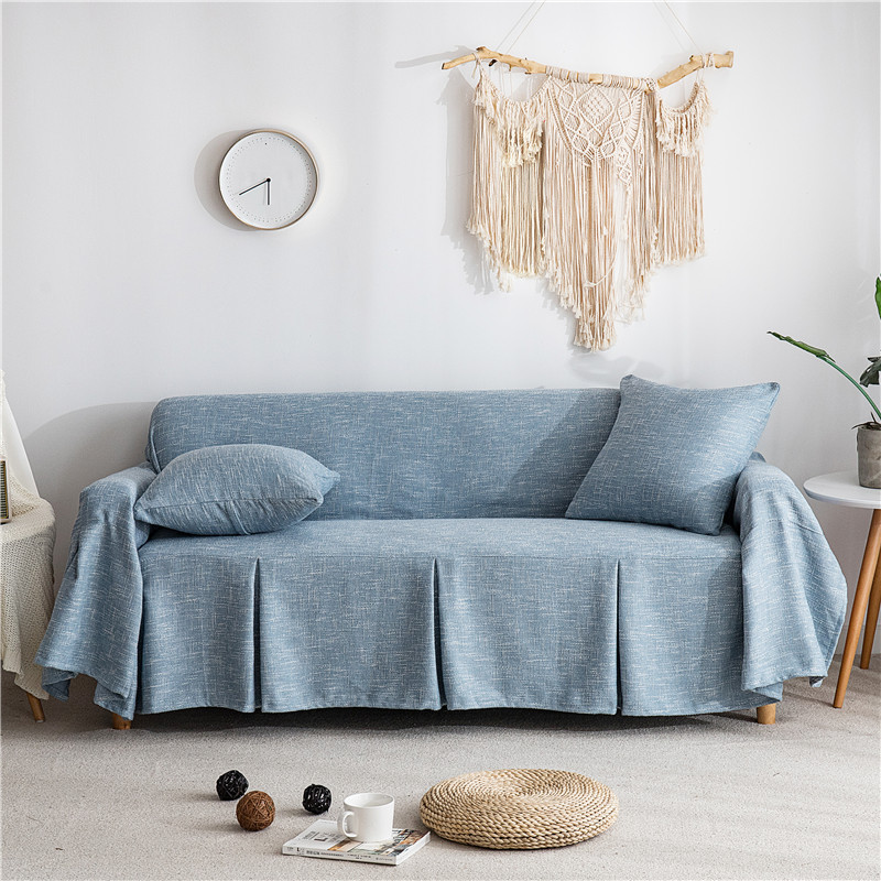 Cotton Linen Beige Sofa Cover Sofa Cushion Cover American Minimalist New Chinese Style Four Seasons Custom Made