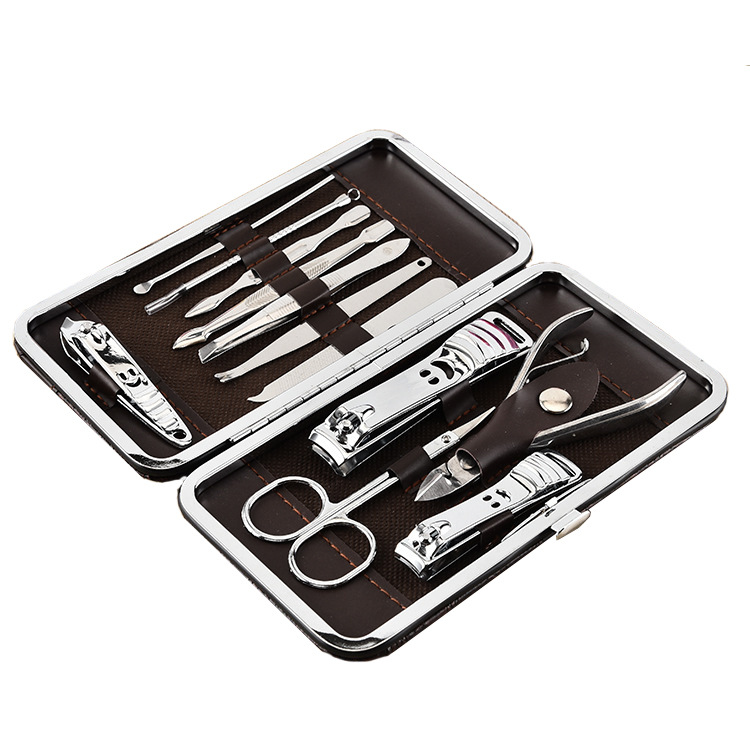 Cross-border spot stainless steel nail clippers 12-piece nail clippers beauty set manicure scissors set nail tools