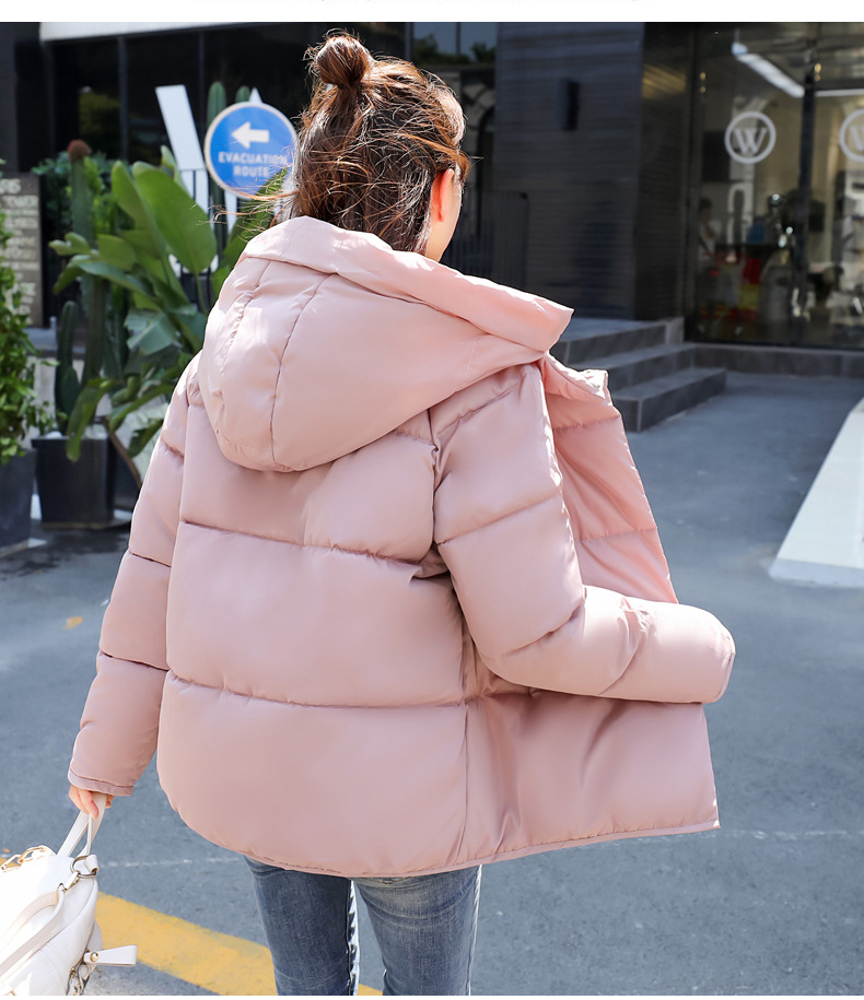 Neue baumwollgefütterte Jacke 2021 im koreanischen Stil, warmer Mantel für Studenten im Herbst und Winter, lockerer, dicker Hutkragen, kurzer baumwollgefütterter Damenmantel_voghion.com