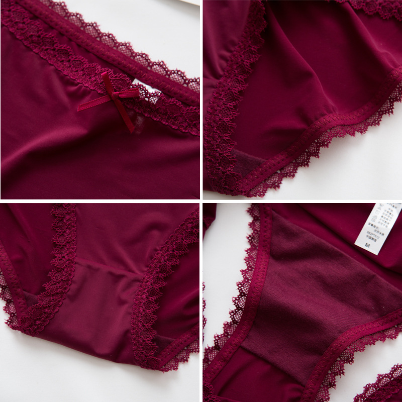 Simple lace ladies Briefs Factory straight batch seamless comfortable Ice Silk low waist girl underwear cotton file