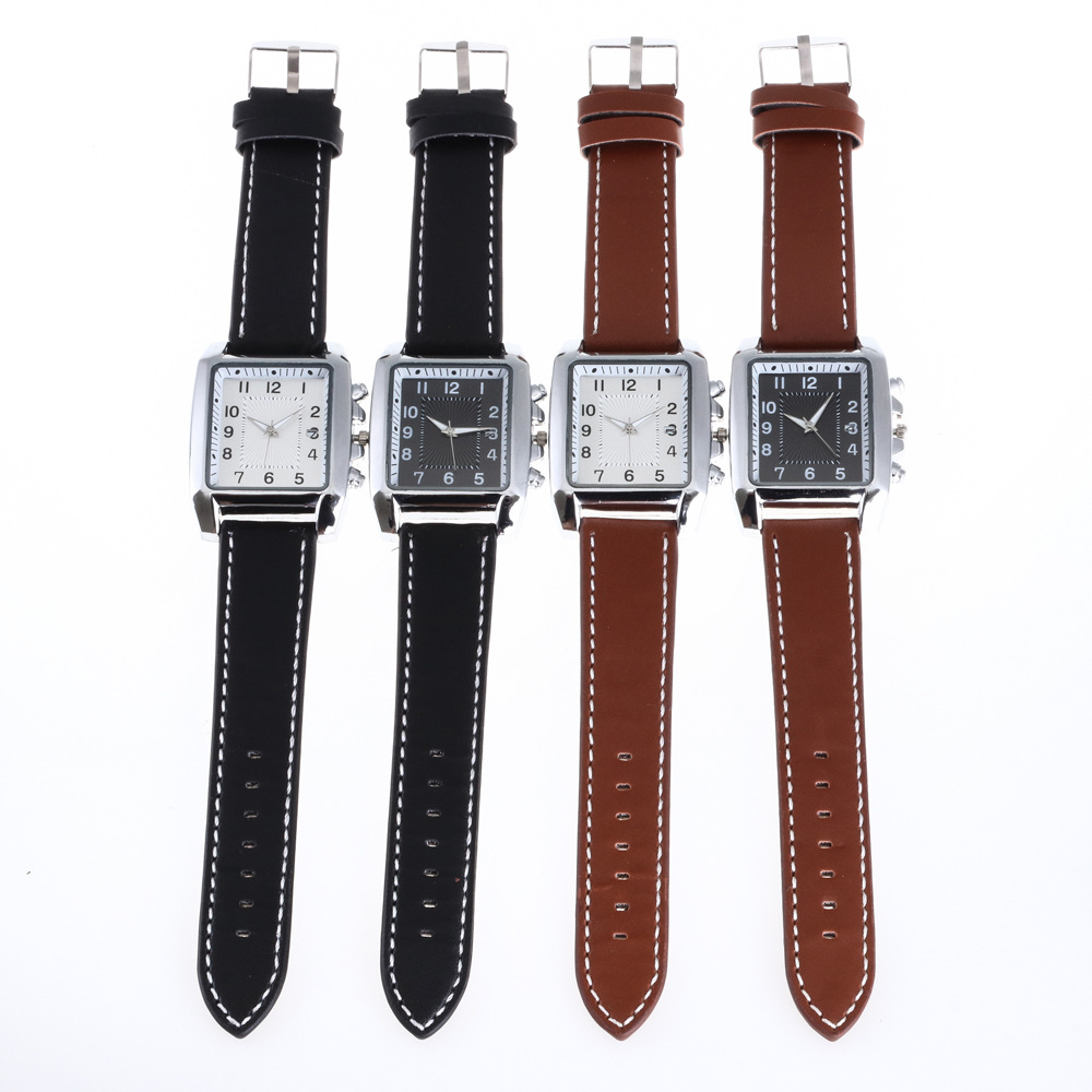 Square fashion Men's Watch casual car line Belt watch daily life matching calendar watch men