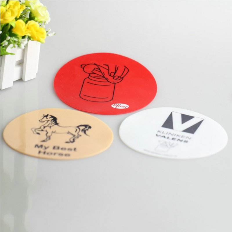 Cross-Border 2020 new creative round heat insulation non-slip silicone bottle opening mat multi-pattern color silicone coaster