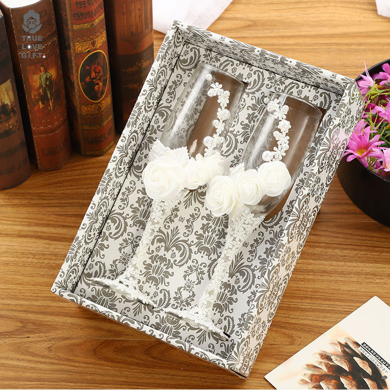 Wedding Festive Supplies Creative Simple Crystal Toast Wine Red Wine Tall Glass Set Wedding Creative Gift
