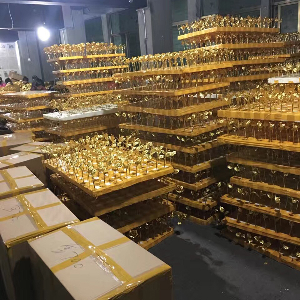 24-каратная Золотая фольга розовое стекло крышка производители Большая Золотая Роза Базовая Подарочная коробка подарок на День учителя оптом