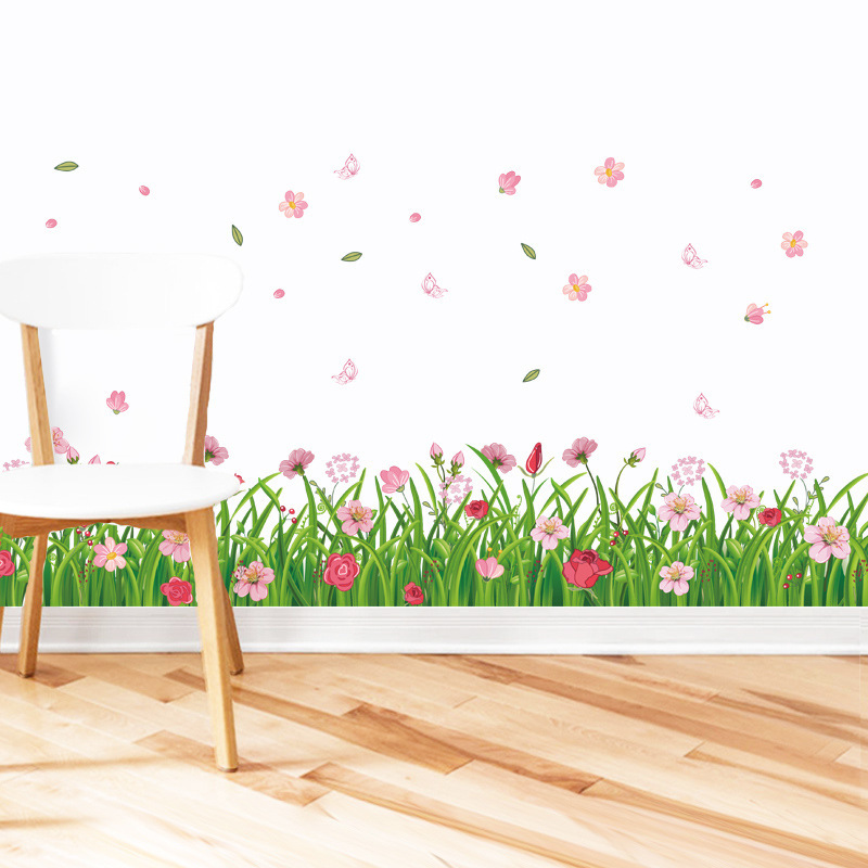 XL7189 Flowers and Flowers Skirting Wall Stickers Bedroom Living Room Stairs Background Decorative Removable Stickers