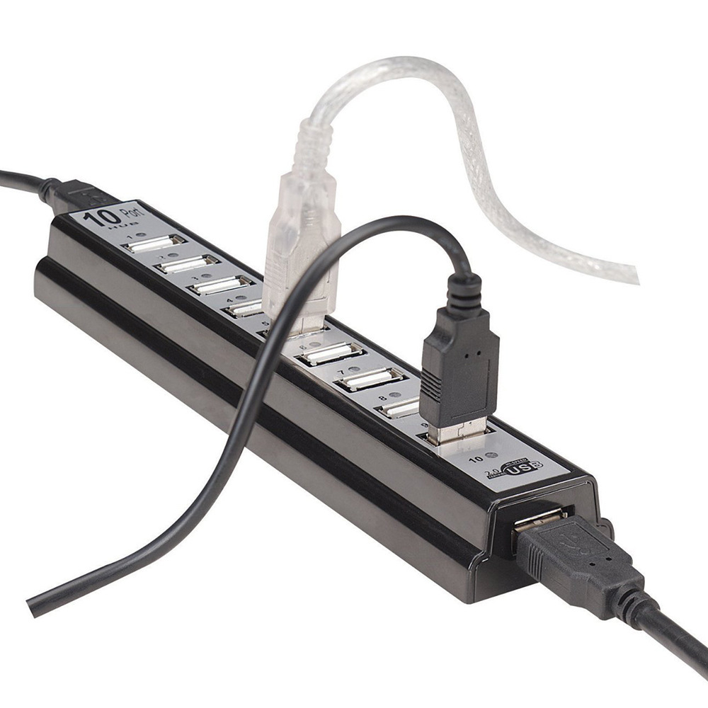 USB splitter, 10-port USB HUB 10-bit USB splitter with power supply 10-hole USB HUB
