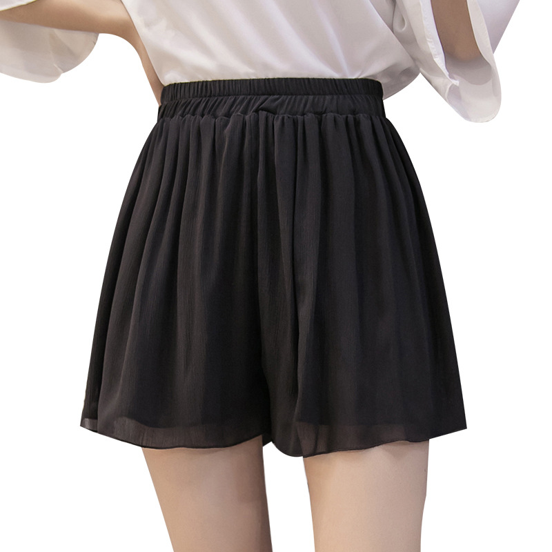 Spring and Summer New Chiffon Large Size Wide Leg Pants Half-length Loose Printed Shorts Women's Casual Leggings Skirt
