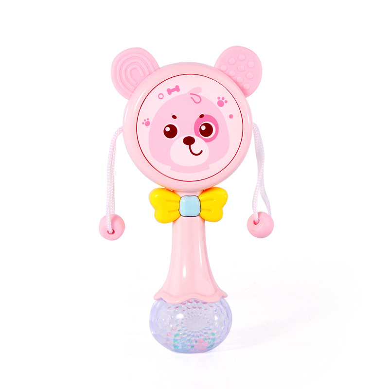 Rattle baby toy rattle can bite 0-1 years old baby tooth gum animal hand rattle BB music hammer stick