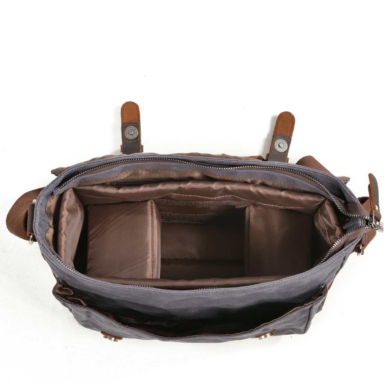 Horizontale Kameratasche für Herren, lässige Umhängetasche aus Ölwachs-Canvas mit erster Schicht aus echtem Leder, wasserdichte SLR-Kameratasche_voghion.com
