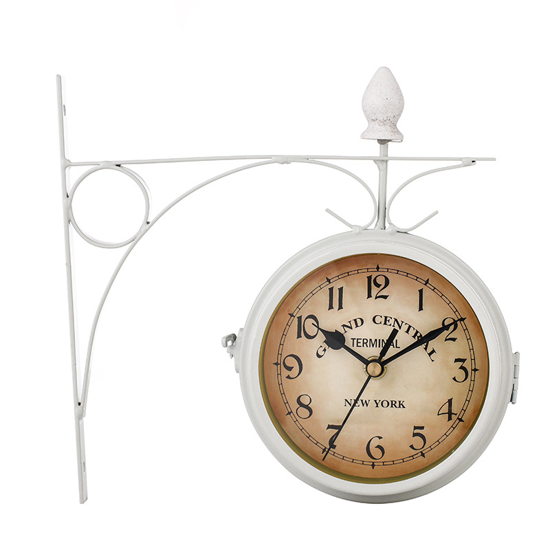 wall clock European Style Iron wall clock Vintage Decorative Double sided wall clock