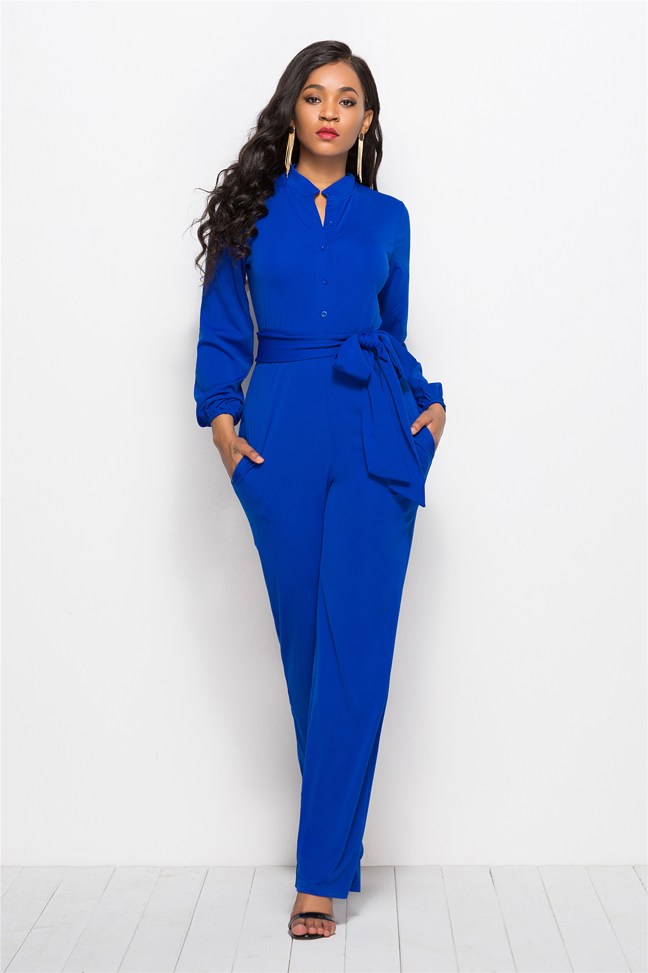 European and American foreign trade platform sexy stretch women's independent station ebay Amazon fashion solid color wide leg jumpsuit