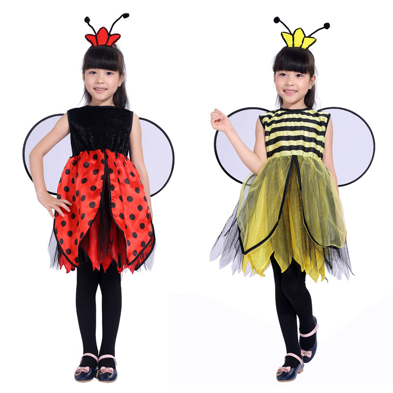Halloween cosplay Costume Children Girl Ladybug Bee Costume Bee Ladybug Dress Up Show