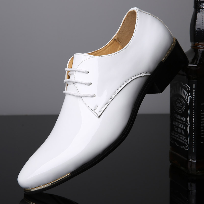 2024 Cross-border Special for New Men's Business Casual Shoes Fashion Bright Leather Dress Men's Shoes Large Number Pointed Leather Shoes