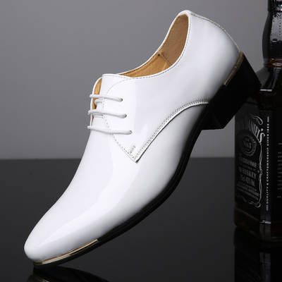 2024 Cross-border Special for New Men's Business Casual Shoes Fashion Bright Leather Dress Men's Shoes Large Number Pointed Leather Shoes