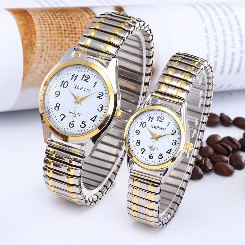 Pointer xapwv Classic Large Plate Quartz Watch with Elite and Elite Band Middle Age Digital Face Men's and Women's Couple's Watch