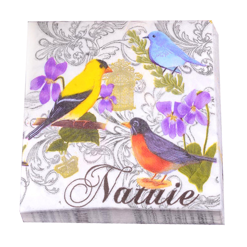 Factory Direct bird printing napkin facial tissue banquet napkin mouth cloth disposable hotel color paper