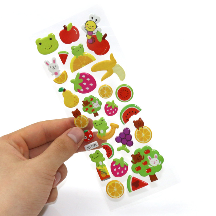 Children's stickers cartoon fruit cartoon animation 3D bubble stickers kindergarten reward stickers factory direct sales