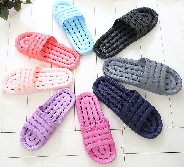 Bathroom Slippers Women's Summer Indoor Home Non-slip Thick Bottom Couple Bathing Leakage Summer Sandals and Slippers Plastic Shoes