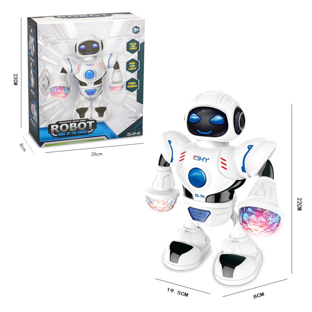 Electric dancing robot with LED light and music children's educational toy Dancing robot street stall supply