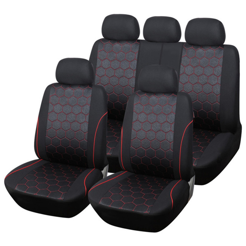 Foreign Trade Cross-border General Motors Seat Cover Four Seasons Red Football Pattern Seat Cover Protective Seat Accessories 9-piece Set