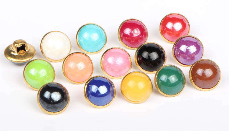 Factory direct Crystal Pearl copper feet children's metal accessories buttons 10mm pearl buttons round buttons copper feet