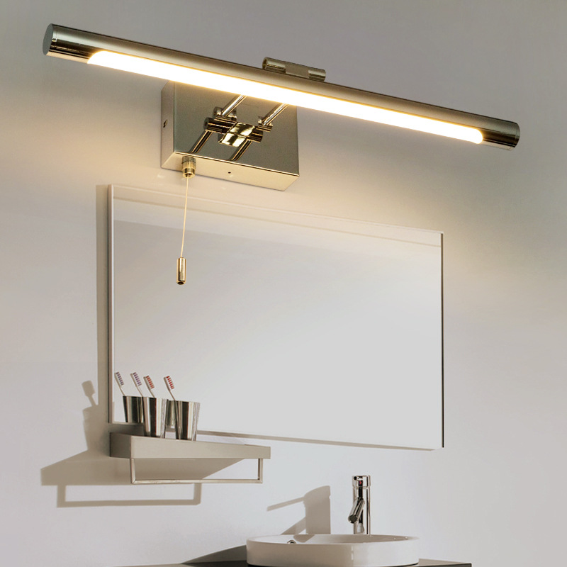 LED mirror front light bathroom bathroom chrome color Mirror Painting European style mirror cabinet light with hanging cable switch waterproof wholesale