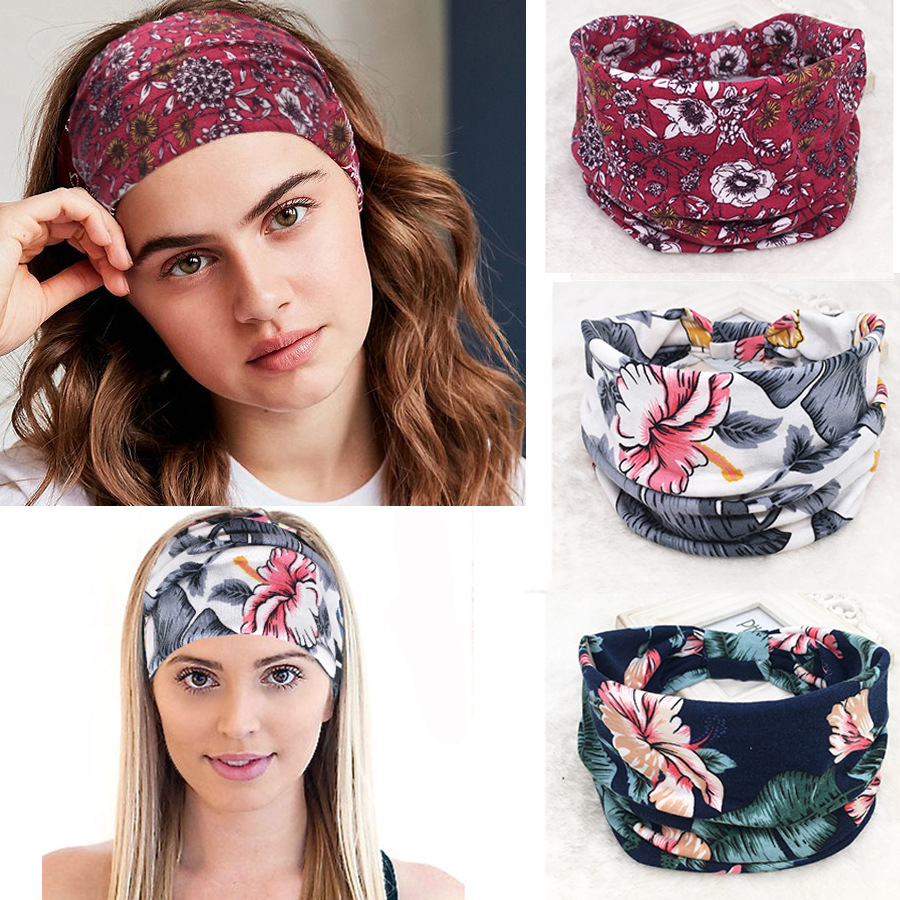 Bohemian European and American Popular Sports Yoga Hair Band Sweat-absorbent Stretch Cotton Headband Ultra-wide Women's Knot Hair Accessories