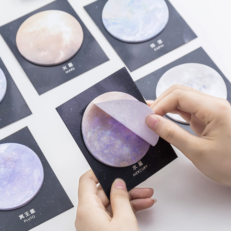 Circular Message Notebook N Times Sticky Creative Planet Post-it Sticky Small Fresh Cute Cosmic Notebook Sticky Notebook